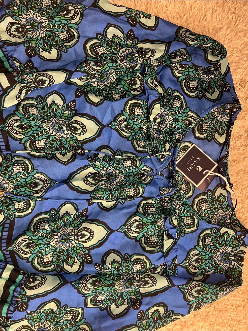 WOMENS KAARI BLUE FLORAL BORDERS TOP SIZE XL NWT - Picture 3 of 14